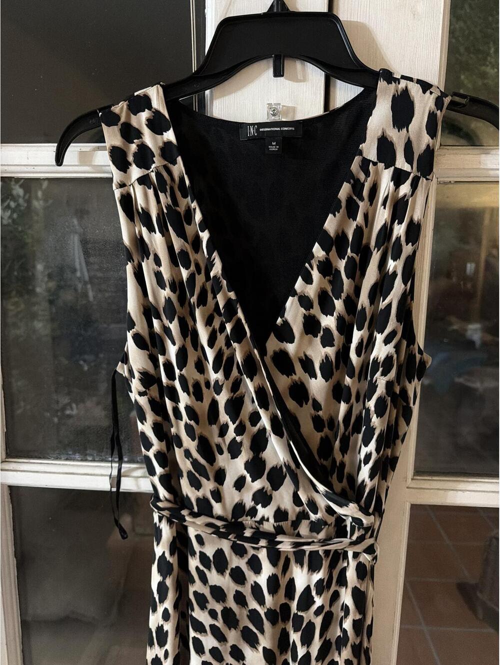 INC International Concepts Leopard Print Sleeveless Wrap Maxi Dress Size M - Picture 2 of 5